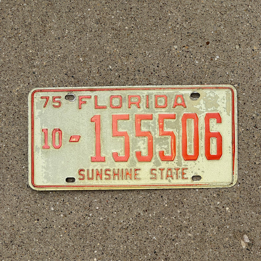 Photo of a 1975 Florida License Plate Auto Tag Garage Decor Vintage 555 Repeat Repeating Overflow Small 10 10 155506