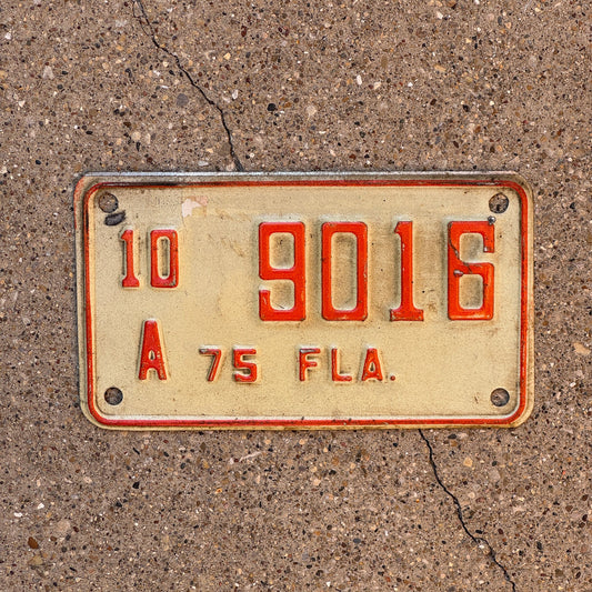 Photo of a 1975 Florida Motorcycle License Plate Auto Tag Garage Decor Vintage 10 A 9016