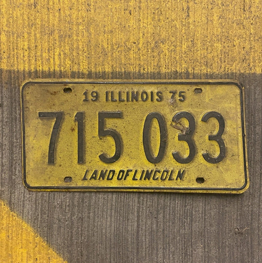 Photo of a 1975 Illinois License Plate Auto Tag Garage Decor Vintage 715 033