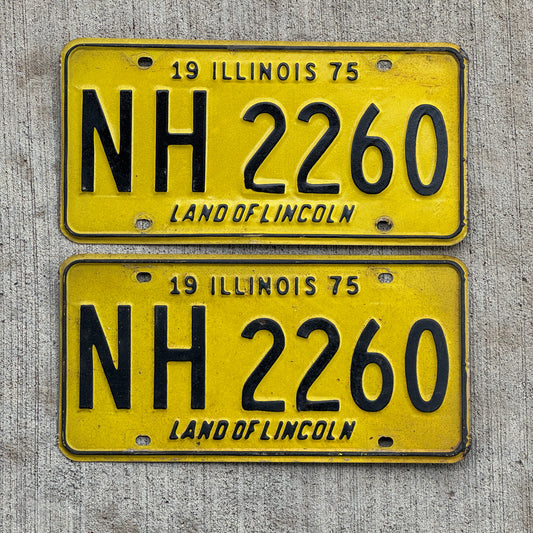 Photo of a 1975 Illinois License Plate Pair Auto Tag Garage Decor Vintage NH 2260 with original patina