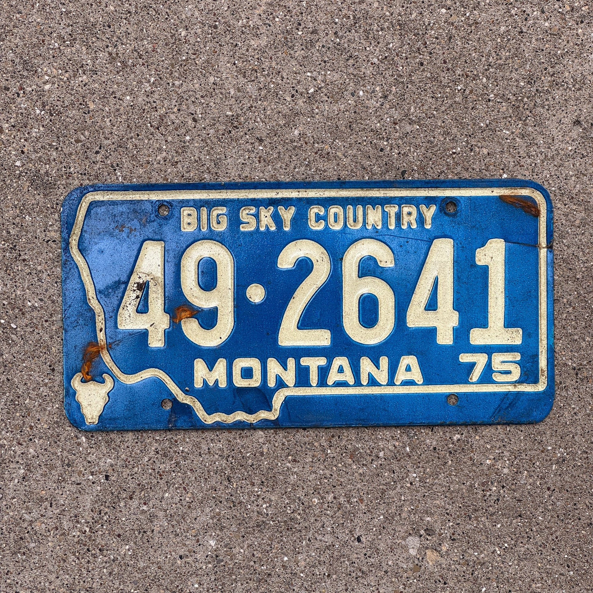 Photo of a 1975 Montana License Plate Auto Tag Garage Decor Vintage State Shape 49 2641