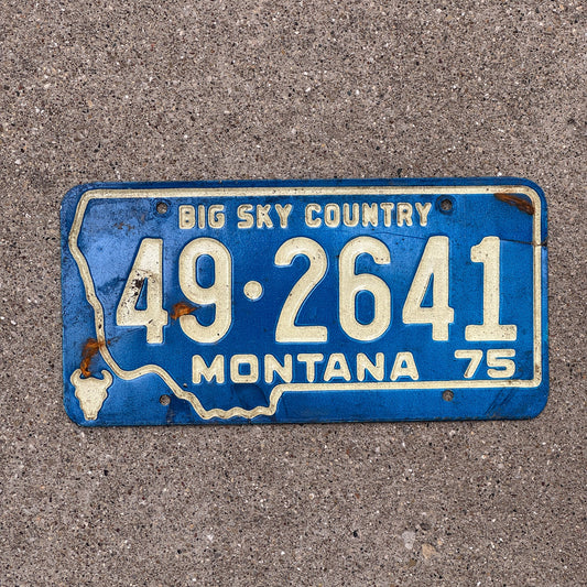Photo of a 1975 Montana License Plate Auto Tag Garage Decor Vintage State Shape 49 2641
