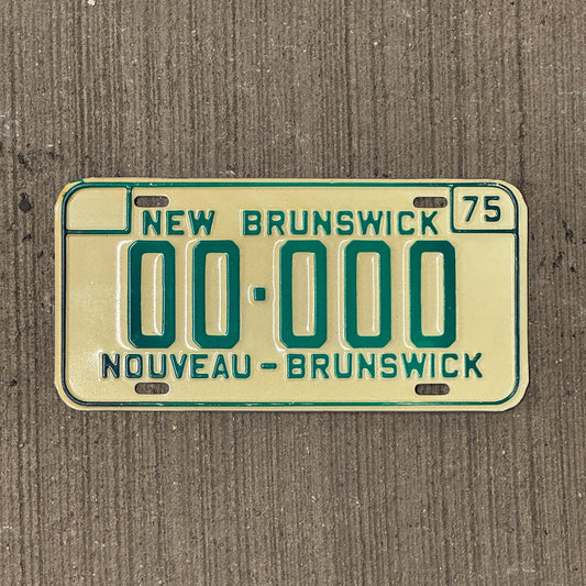 Photo of a 1975 New Brunswick SAMPLE License Plate Auto Tag Garage Decor Vintage 00 000