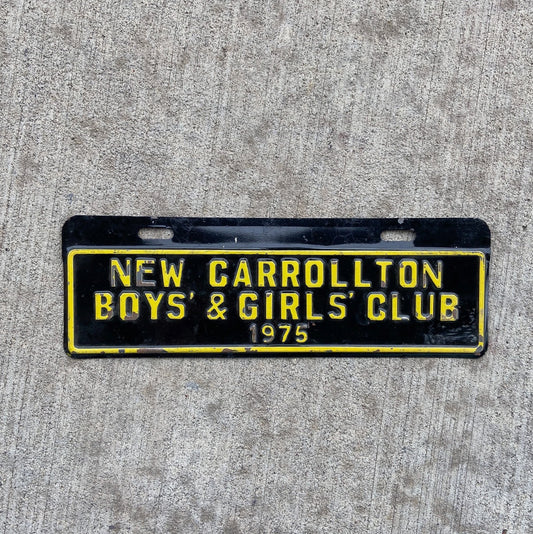 Photo of a 1975 New Carrollton Maryland License Plate Topper Auto Tag Garage Decor Vintage Boys Girls Club Near Washington DC with original patina