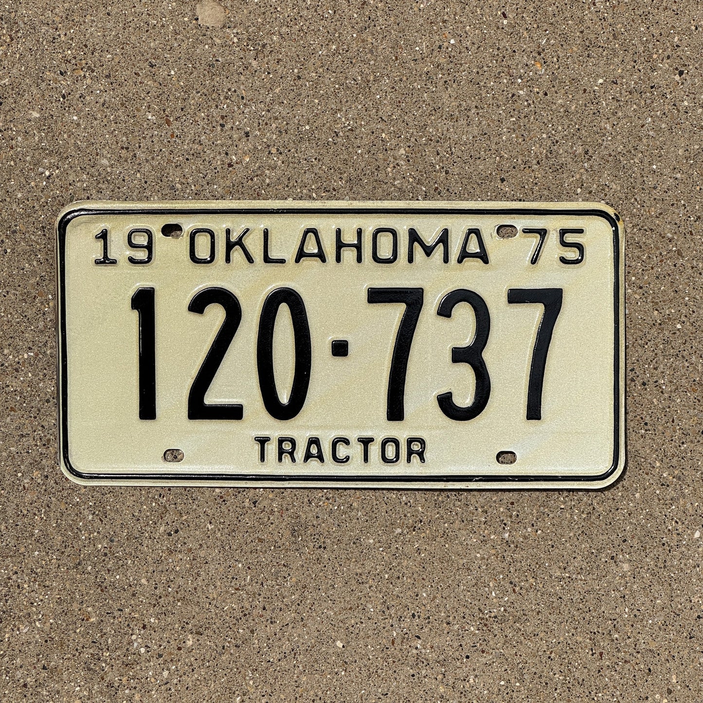 Photo of a 1975 Oklahoma Tractor License Plate Auto Tag Garage Decor Vintage 120 737
