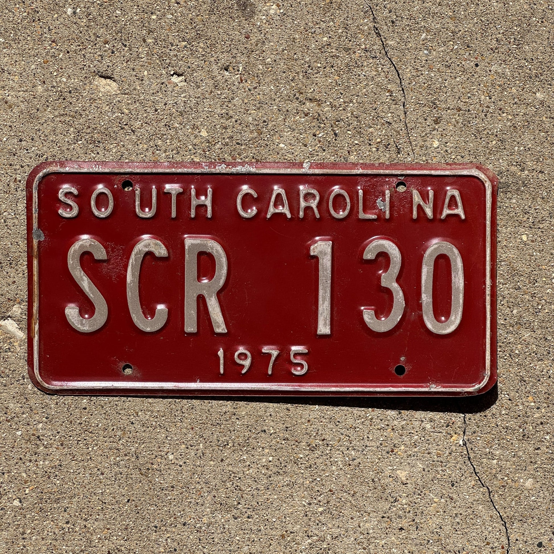 Photo of a 1975 South Carolina License Plate Auto Tag Garage Decor Vintage SCR 130