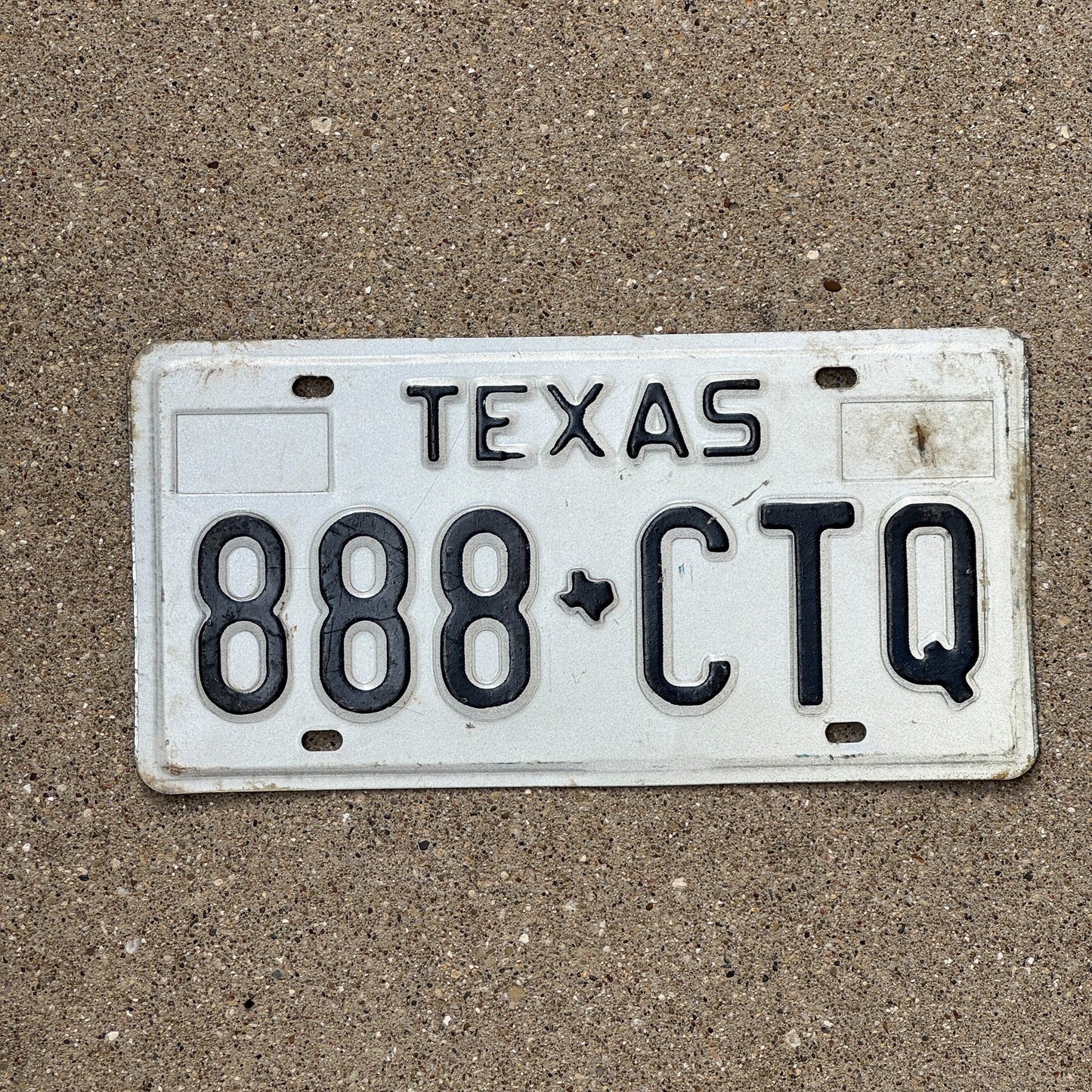 Photo of a 1975 Texas License Plate Auto Tag Garage Decor Vintage Repeat Repeating 888 CTQ