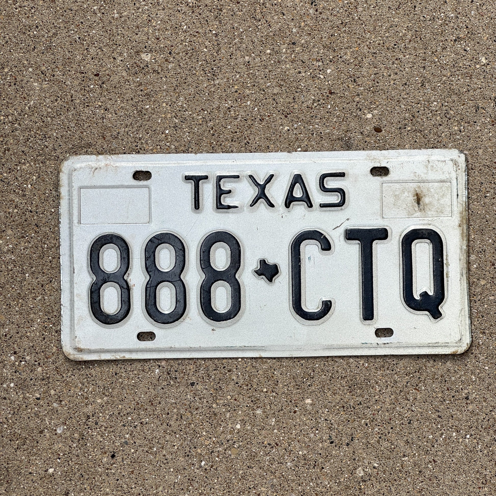 Photo of a 1975 Texas License Plate Auto Tag Garage Decor Vintage Repeat Repeating 888 CTQ