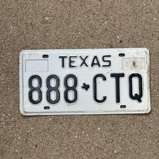 Photo of a 1975 Texas License Plate Auto Tag Garage Decor Vintage Repeat Repeating 888 CTQ