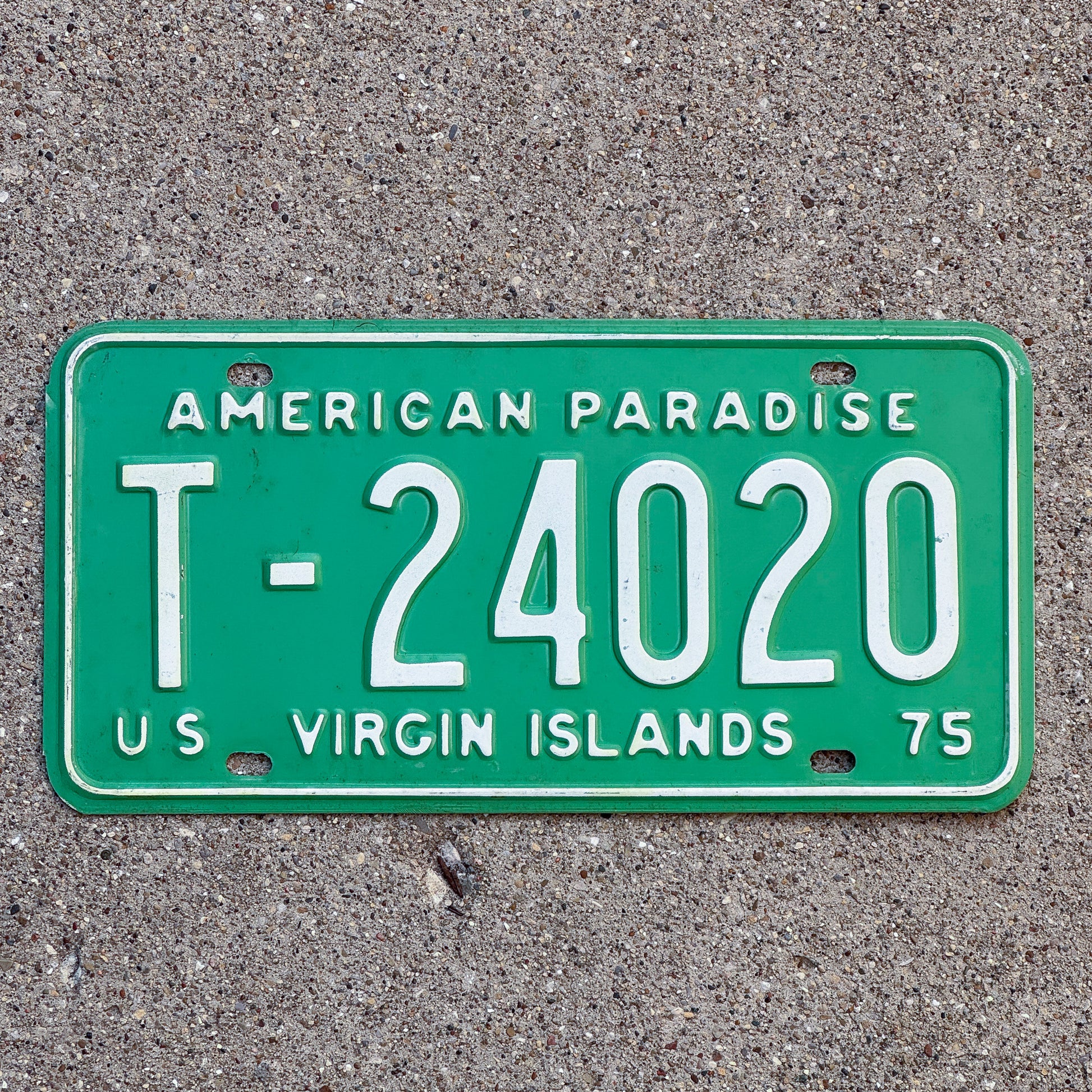 Photo of a 1975 Virgin Islands License Plate Auto Tag Garage Decor Vintage T 24020 with original patina