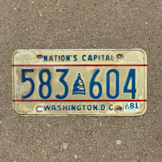 Photo of a 1975 Washington DC License Plate Auto Tag Garage Decor Vintage 583 604