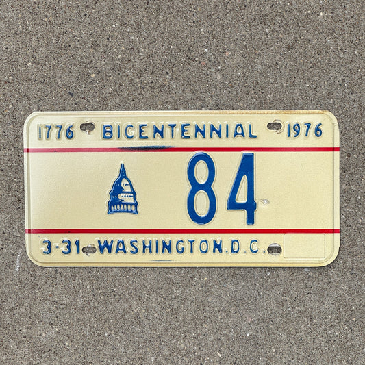 Photo of a 1975 Washington DC License Plate Auto Tag Garage Decor Vintage Low Number Two Digit 84 with original patina