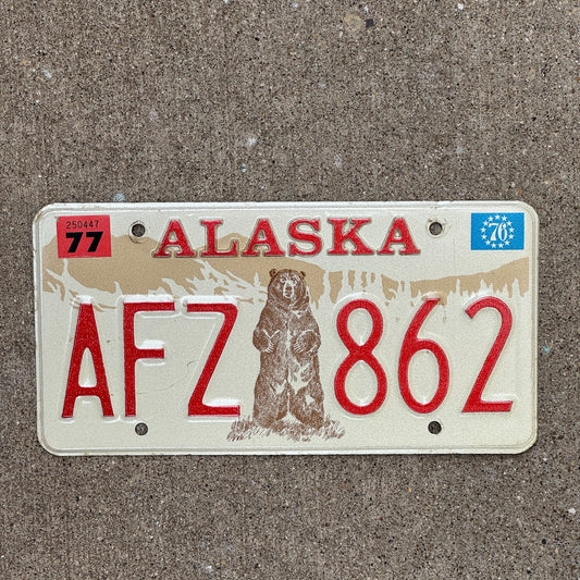 Photo of a 1976 1977 Alaska License Plate Auto Tag Garage Decor Vintage High Quality AFZ 862 with original patina