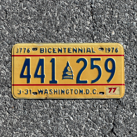 Photo of a 1976 1977 Washington D.C. License Plate Auto Tag Garage Decor Vintage Bicentennial 441259