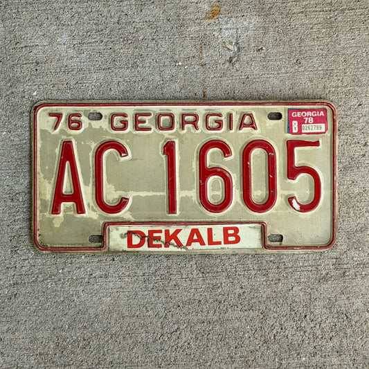Photo of a 1976 1978 Georgia Trailer License Plate Auto Tag Garage Decor Vintage AC 1605 with original patina