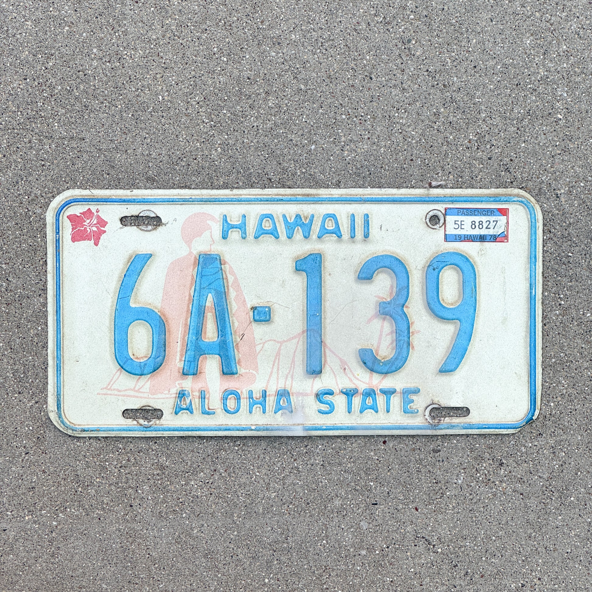 Photo of a 1976 1978 Hawaii License Plate Auto Tag Garage Decor Vintage 6A 139 with original patina