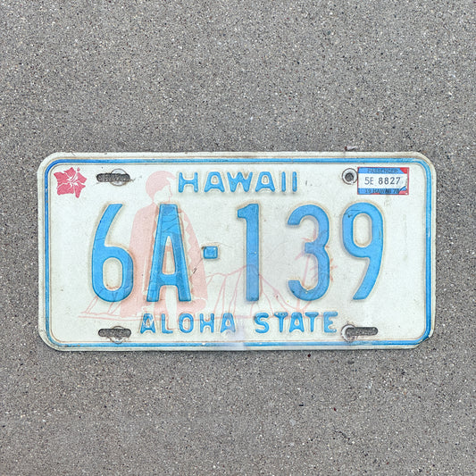 Photo of a 1976 1978 Hawaii License Plate Auto Tag Garage Decor Vintage 6A 139 with original patina