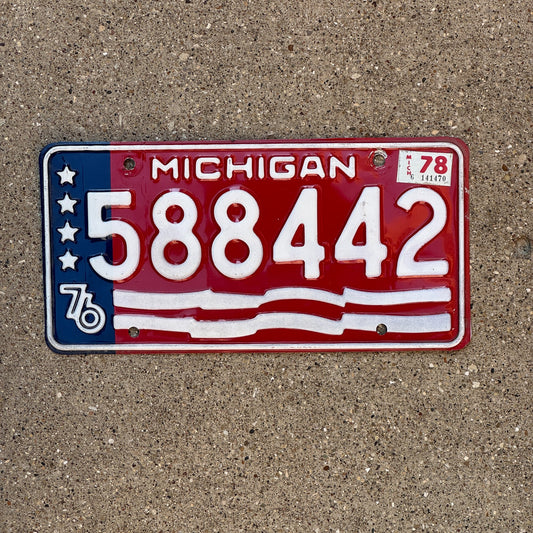 Photo of a 1976 1978 Michigan License Plate Auto Tag Garage Decor Vintage 588442