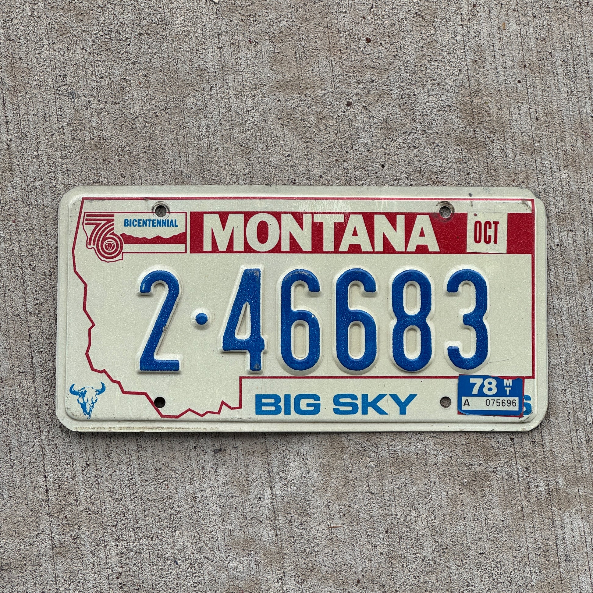 Photo of a 1976 1978 Montana License Plate Auto Tag Garage Decor Vintage 2 46683 with original patina