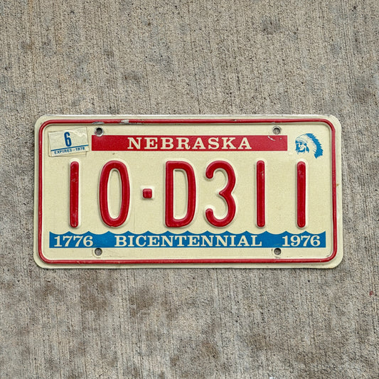 Photo of a 1976 1978 Nebraska License Plate Auto Tag Garage Decor Vintage Bicentennial 10 D311 with original patina