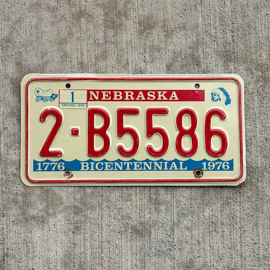 Photo of a 1976 1978 Nebraska License Plate Auto Tag Garage Decor Vintage Bicentennial 2 B5586 with original patina