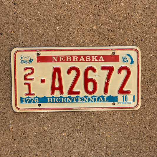 Photo of a 1976 1978 Nebraska License Plate Auto Tag Garage Decor Vintage Bicentennial 21 A 2672