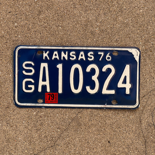 Photo of a 1976 1979 Kansas License Plate Auto Tag Garage Decor Vintage SG A 10324