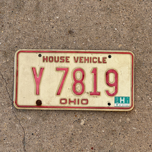 Photo of a 1976 1979 Ohio House Vehicle License Plate Auto Tag Garage Decor Vintage Y 7819 with original patina