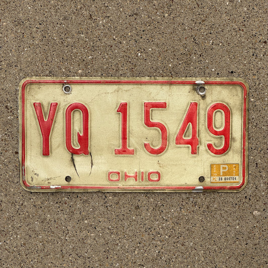 Photo of a 1976 1979 Ohio License Plate Auto Tag Garage Decor Vintage YQ 1549 with original patina