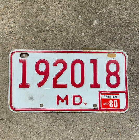 1976 1980 Maryland License Plate Auto Tag 192018