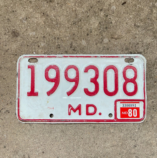 1976 1980 Maryland License Plate Auto Tag 199308