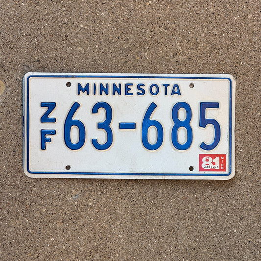 Photo of a 1976 1981 Minnesota Trailer License Plate Auto Tag Garage Decor Vintage ZF 63 685