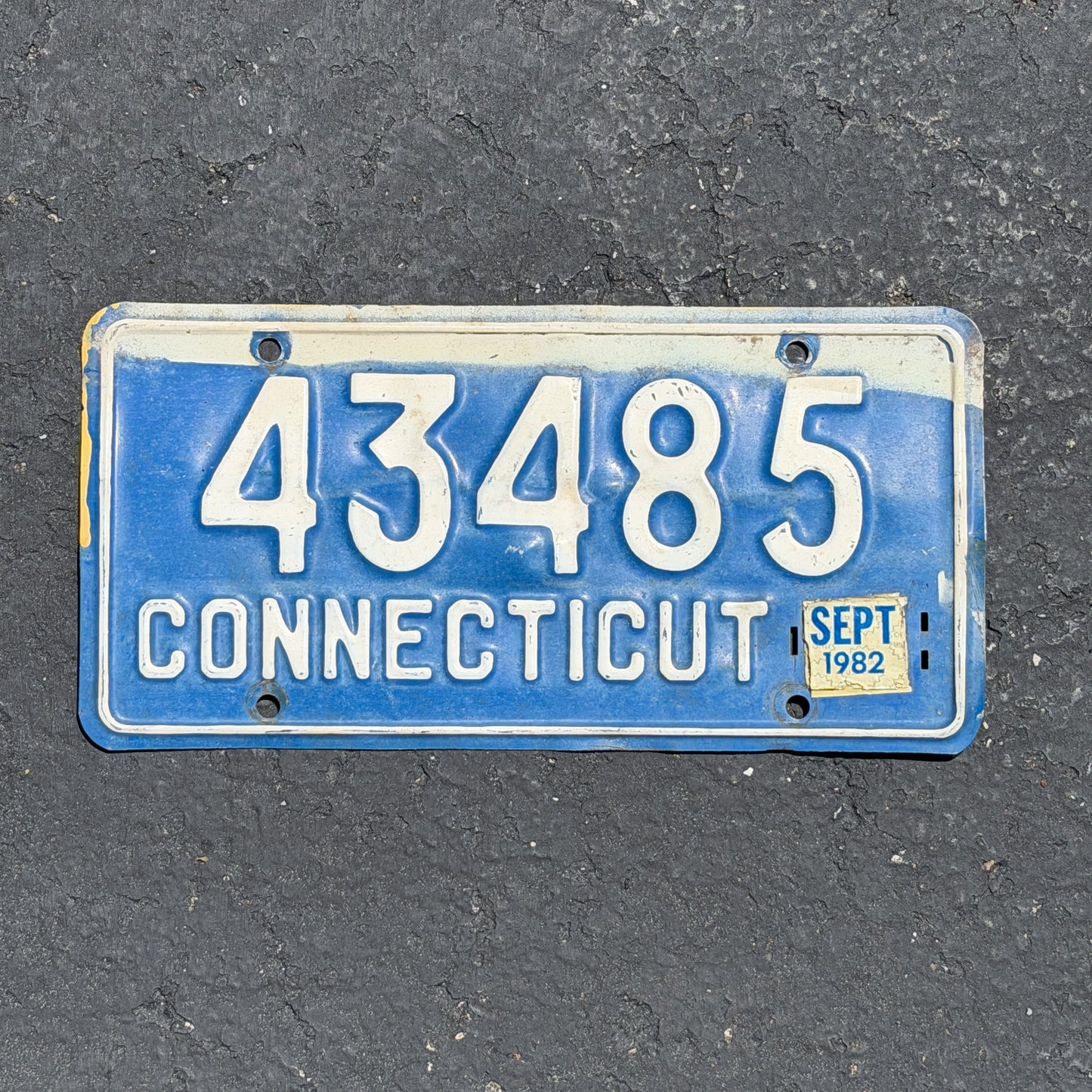 Photo of a 1976 1982 Connecticut Replacement License Plate Auto Tag Garage Decor Vintage 43485 with original patina