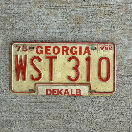 Photo of a 1976 1982 Georgia License Plate Auto Tag Garage Decor Vintage WST 310 with original patina
