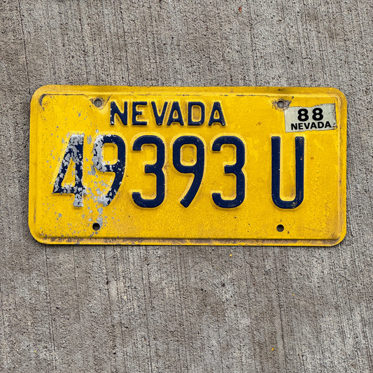 Photo of a 1976 1988 Nevada Truck Mileage Tax License Plate Auto Tag Garage Decor Vintage 49393 U with original patina