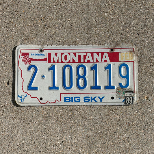 Photo of a 1976 1989 Montana License Plate Auto Tag Garage Decor Vintage Bicentennial 2 108119 with original patina