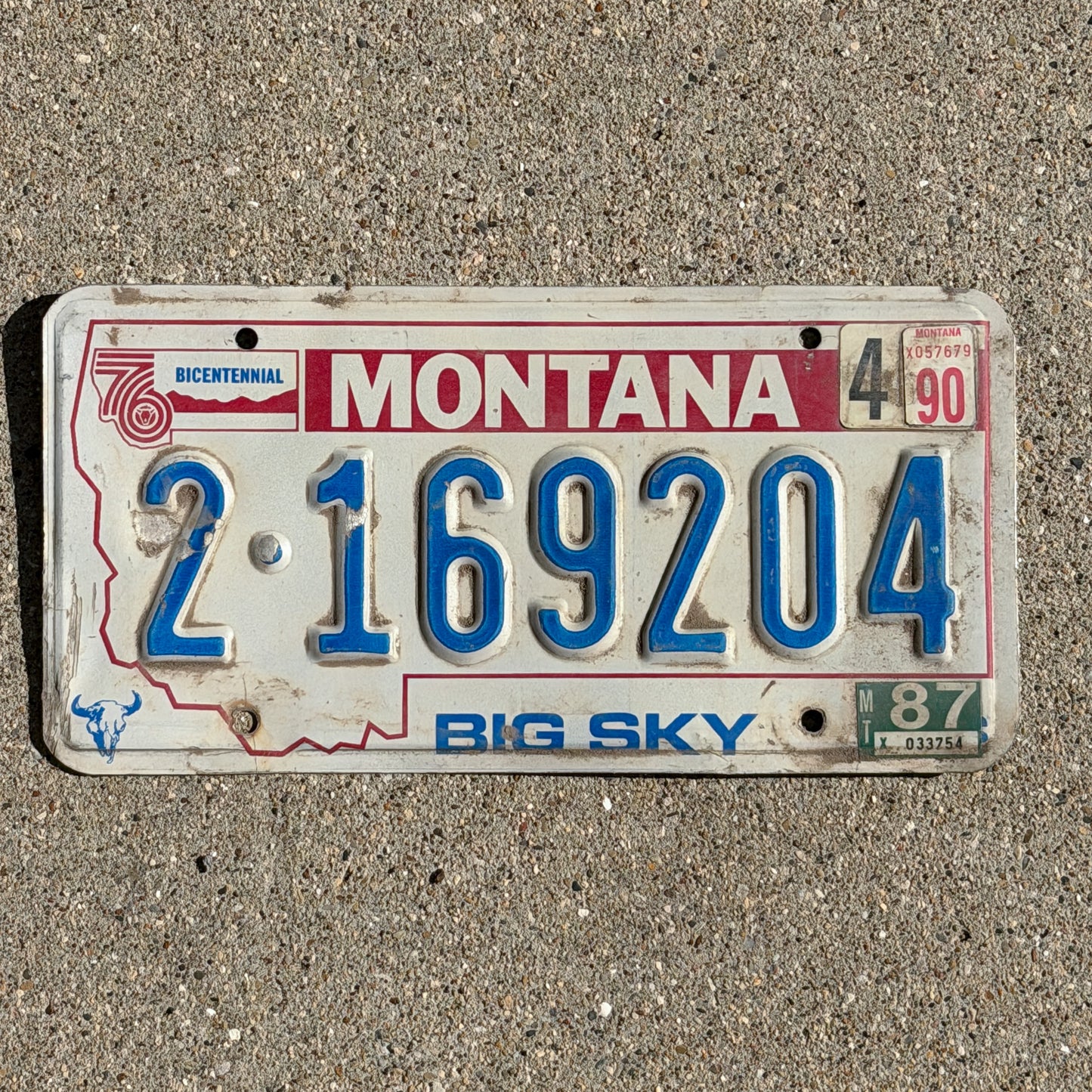 Photo of a 1976 1990 Montana License Plate Auto Tag Garage Decor Vintage Bicentennial 2 169204 with original patina