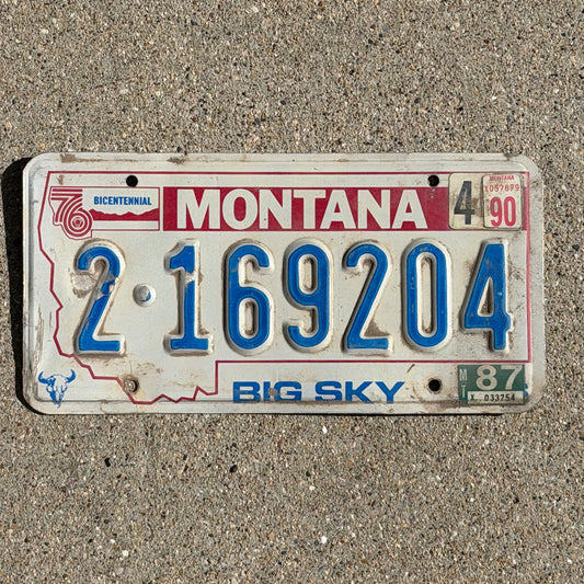 Photo of a 1976 1990 Montana License Plate Auto Tag Garage Decor Vintage Bicentennial 2 169204 with original patina