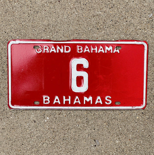 Photo of a 1976 Bahamas Government License Plate Auto Tag Garage Decor Vintage Grand Bahama Single Digit Low Number Politician 6 with original patina