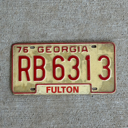 Photo of a 1976 Georgia Truck License Plate Auto Tag Garage Decor Vintage RB 6313 with original patina