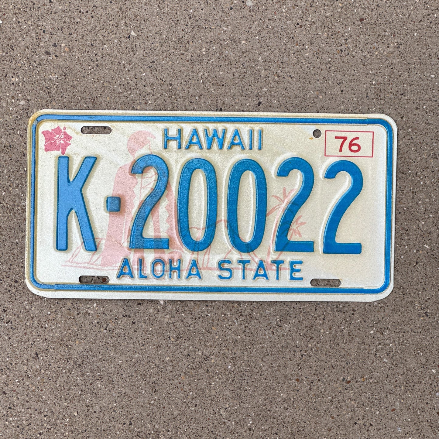 Photo of a 1976 Hawaii License Plate Auto Tag 1 Garage Decor K 20022