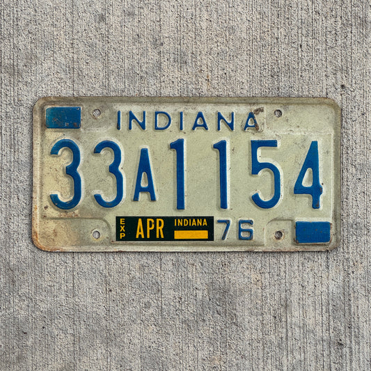 Photo of a 1976 Indiana License Plate Auto Tag Garage Decor Vintage 33 A 1154 with original patina