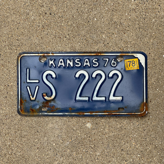 Photo of a 1976 Kansas License Plate Auto Tag Garage Decor Vintage Repeat Repeating LV S 222