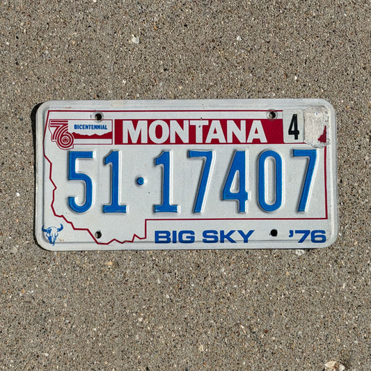 Photo of a 1976 Montana License Plate Auto Tag 2 Vintage Bicentennial 51 17407 with original patina