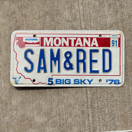 Photo of a 1976 Montana VANITY License Plate Auto Tag Garage Decor Vintage SAM & RED