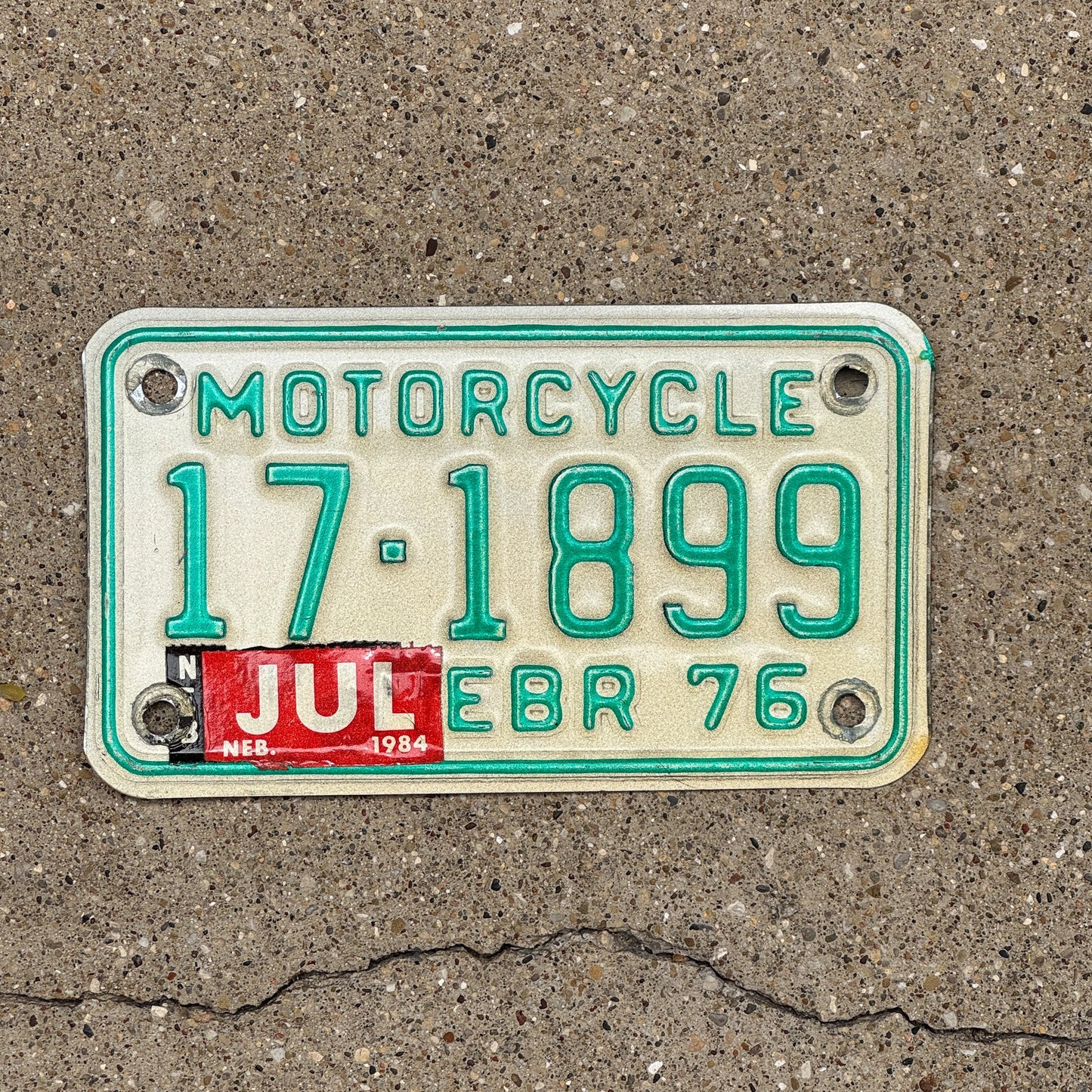 Photo of a 1976 Nebraska Motorcycle License Plate Auto Tag Garage Decor Vintage 17 1899