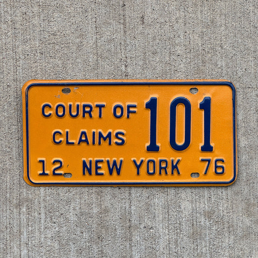 Photo of a 1976 New York COURT OF CLAIMS License Plate Auto Tag Garage Decor Vintage 101