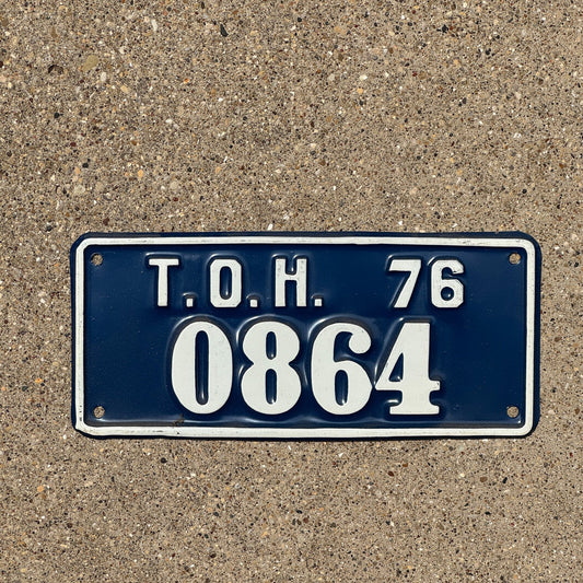 Photo of a 1976 New York TOH License Plate Auto Tag Garage Decor Vintage Town of Hempstead 0864
