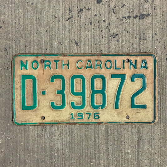 Photo of a 1976 North Carolina Trailer License Plate Auto Tag Garage Decor Vintage D 39872 with original patina