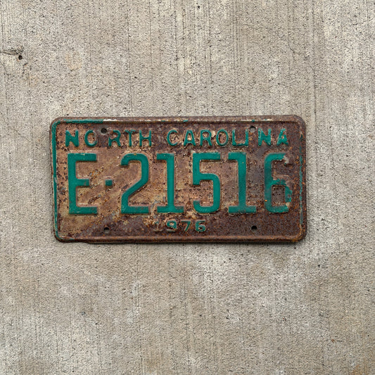 Photo of a 1976 North Carolina Trailer License Plate Auto Tag Garage Decor Vintage E 21516 with original patina